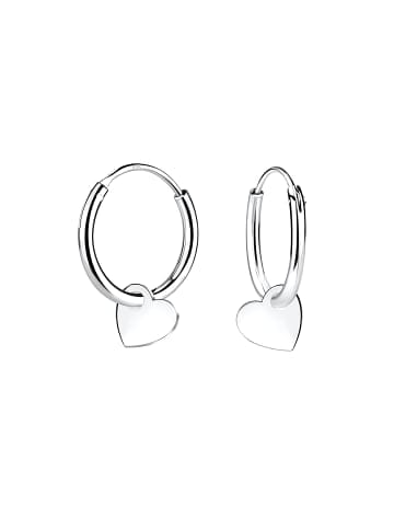 Alexander York Ohrringe, Creolen CHARM-HERZ in 925 Sterling Silber, 2-tlg. in silber
