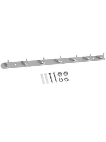 Intirilife Garderobenleiste - Kleiderhaken Garderobe in Silber - Modell B (7 Haken)