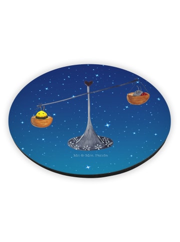 Mr. & Mrs. Panda Rund Magnet Sternzeichen Waage ohne Spruch in Sternenhimmel Blau