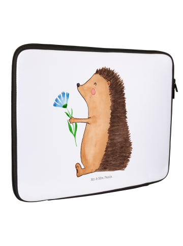 Mr. & Mrs. Panda Notebook Tasche Igel Blumen ohne Spruch in Weiß