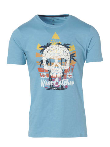 KOROSHI Kurzarm T-Shirt in blau