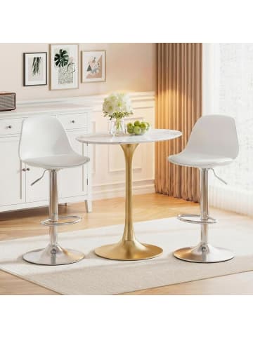 COSTWAY 2er Set Barhocker drehbar in Weiß