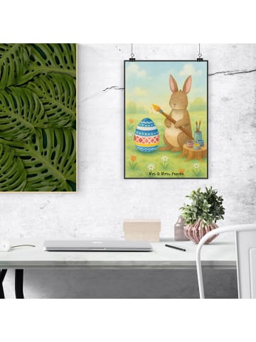 Mr. & Mrs. Panda Poster Hase Eier Malen Design ohne Spruch in Weiß