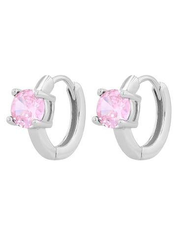 Adeliás Adeliás Damen Creolen aus 925 Sterling Silber und Zirkonia Ø 9 mm in silber