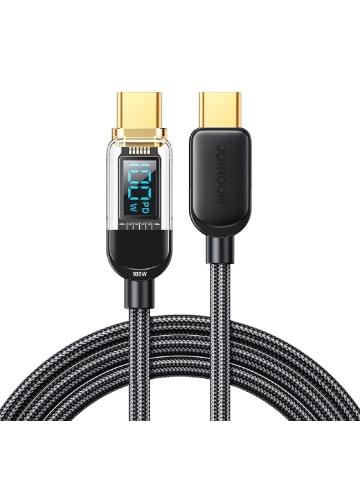 COFI 1453 Smartphone Kabel Ladekabel Datenkabel 100W USB-C auf USB-C Kabel 1,2m in Schwarz