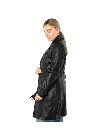 Mauritius Leder-Trenchcoat Gürtel Lammnappa in Schwarz