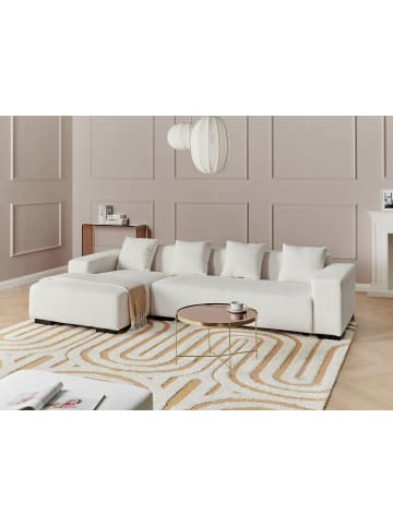 Beliani 5-tlg Ecksofa LUNGO in Weiß/Schwarz rechtsseitig