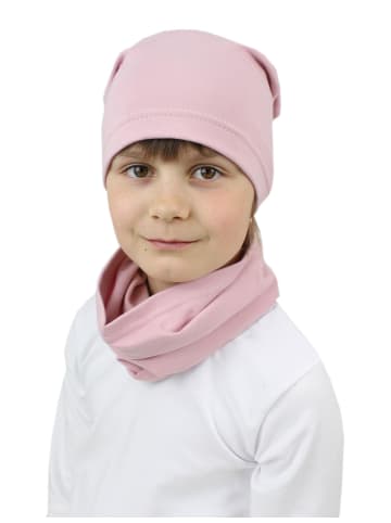 TupTam Kinder Beanie Mütze Schlauchschal Set in hellrosa