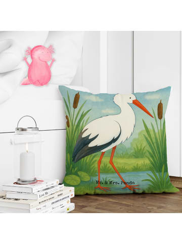 Mr. & Mrs. Panda Kissen 40x40 Storch Design ohne Spruch in Weiß