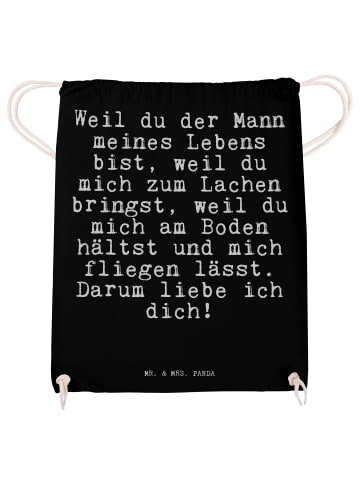 Mr. & Mrs. Panda Baumwoll-Turnbeutel Weil du der Mann... mit Spruch in Schwarz