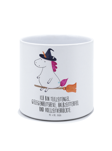 Mr. & Mrs. Panda Blumentopf Groß Einhorn Hexe mit Spruch in Weiß