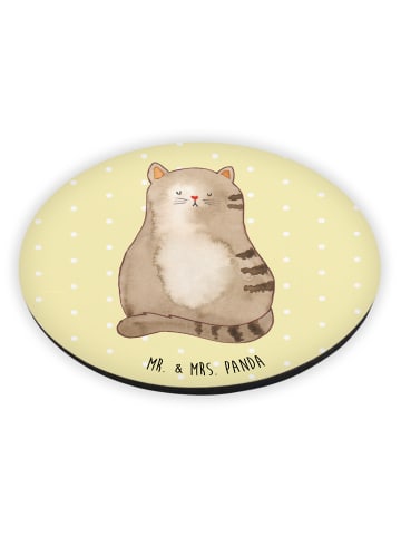 Mr. & Mrs. Panda Magnet für Kühlschrank Katze Sitzen ohne Spruch in Gelb Pastell