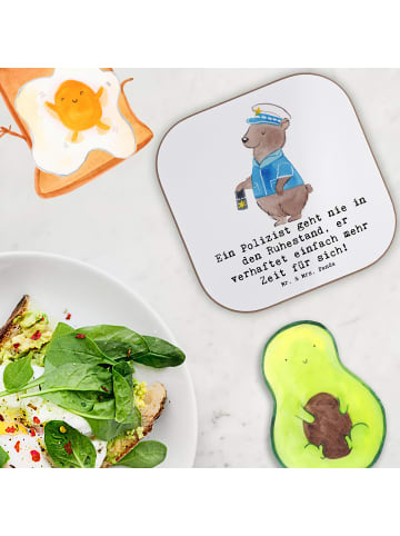 Mr. & Mrs. Panda Untersetzer Polizist Ruhestand mit Spruch in Weiß