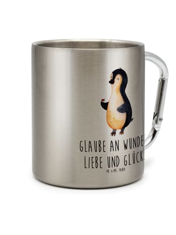 Mr. & Mrs. Panda Camping Becher Pinguin Marienkäfer mit Spruch in Silber