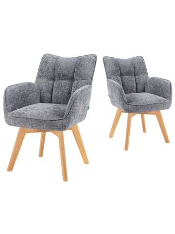 DUBI Möbel 2er-Set: Drehstuhl Mika-Ella in Grau - (B)59 x (H)84 x  (T)66 cm