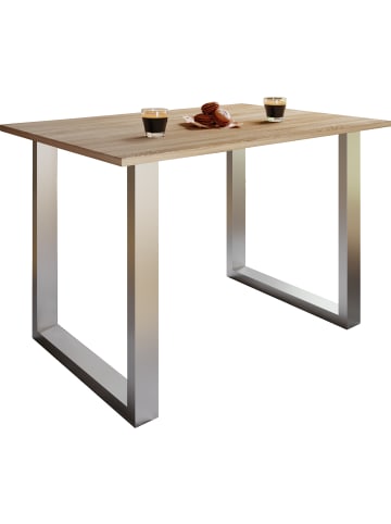 VCM Premium Holz Esstisch Tisch Xona U Silber in Silber / Sonoma-Eiche
