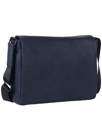 Leonhard Heyden Den Haag Messenger Leder 37 cm Laptopfach blau
