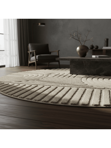 KADIMA DESIGN Teppich 3D Waschbar Skandinavischer Boho RIGI Strapazierfähig in Beige