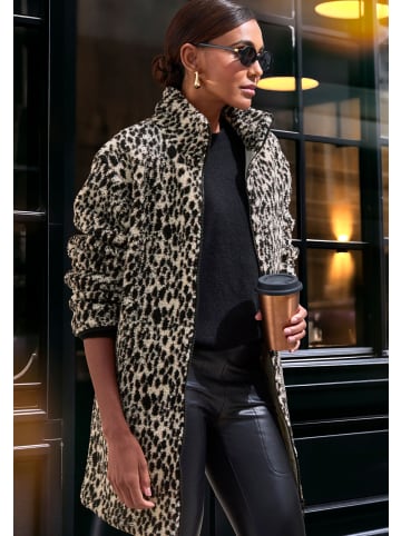 LASCANA Fleecejacke in leo-beige