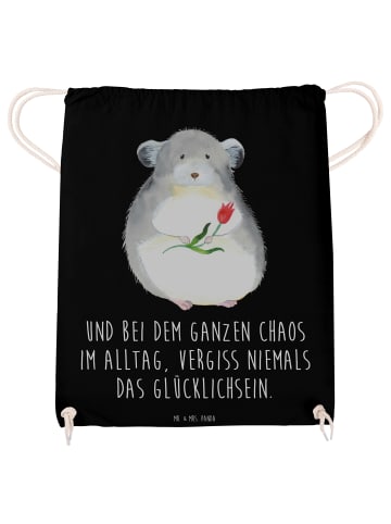 Mr. & Mrs. Panda Jutebeutel Chinchilla Blume mit Spruch in Schwarz