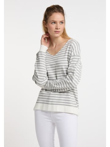 DreiMaster Maritim Damen Strickpullover in Wollweiss Grau Melange