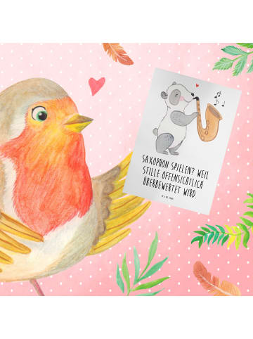 Mr. & Mrs. Panda Beileidskarte Saxophon Leidenschaft mit Spruch in Weiß