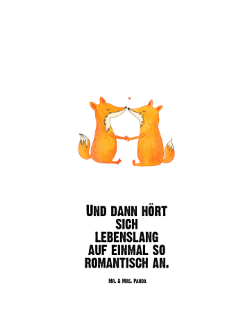 Mr. & Mrs. Panda Wasserflasche Füchse Liebe mit Spruch in Weiß