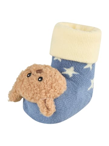 Sterntaler Baby Rasselsocken Bär in mittelblau