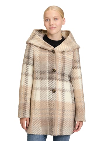 AMBER & JUNE Kurzmantel mit Kapuze in Weiß/Taupe