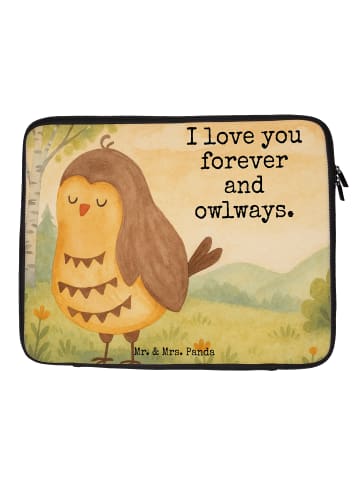 Mr. & Mrs. Panda Laptop Tasche Eule Zufrieden Design mit Spruch in Weiß
