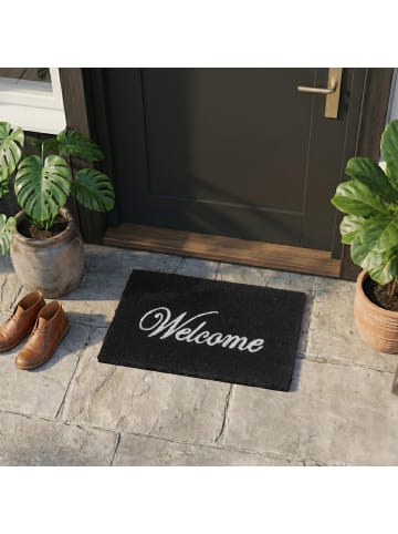 relaxdays Fußmatte "Welcome" in Schwarz/ Weiß - 60 x 40 cm