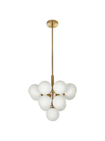 Beliani Pendelleuchten BIRRIE in Messing/Weiß - (W) 43 x (H) 99 x (L) 43 cm
