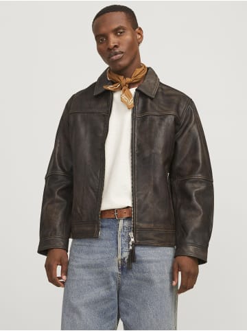Jack & Jones Lederjacke in Chocolate Brown