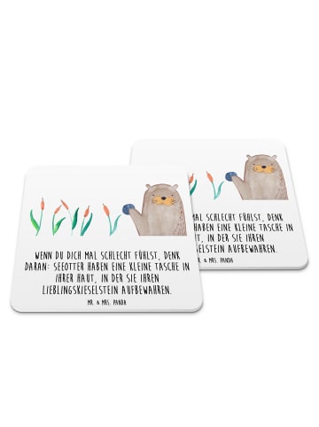 Mr. & Mrs. Panda Glasuntersetzer Otter Stein mit Spruch in Weiß
