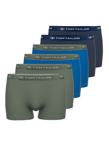 Tom Tailor Boxershort 6er Pack in Dunkelblau/Blau/Khaki