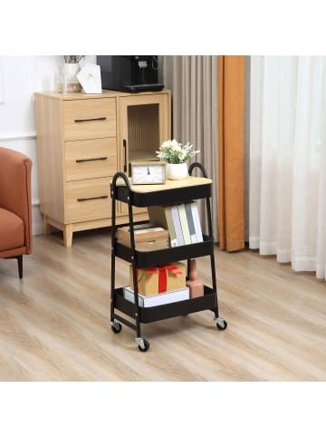 HOMCOM Küchenwagen-45L x 31B x 79,4H cm-Schwarz