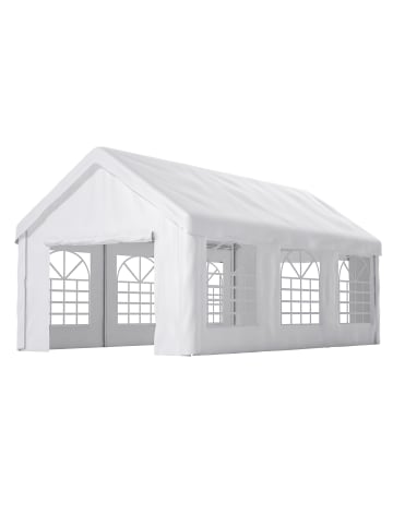 ABRIHOME Carport in Weiß 3x6 m mit Roll Up Fenster Seitenwänden für Auto