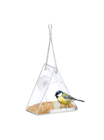 relaxdays 4x Vogelfutterhaus in Transparent