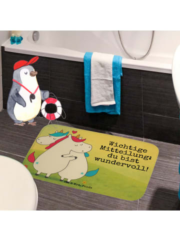 Mr. & Mrs. Panda Badezimmerteppich Einhorn Mitteilung Design mit... in Weiß