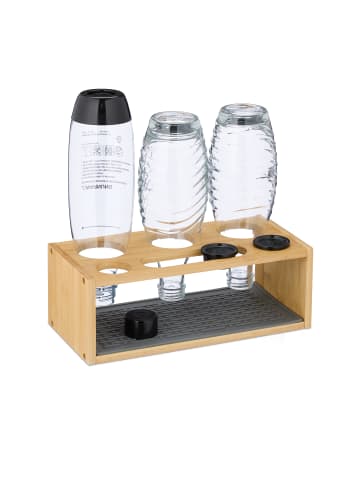 relaxdays Flaschenhalter in Natur/ Grau - (B)31 x (H)11 x (T)14,5 cm