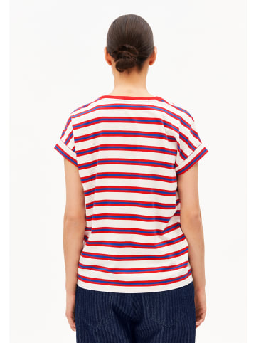 armedangels T-Shirt Idaara Stripes in rot weiß