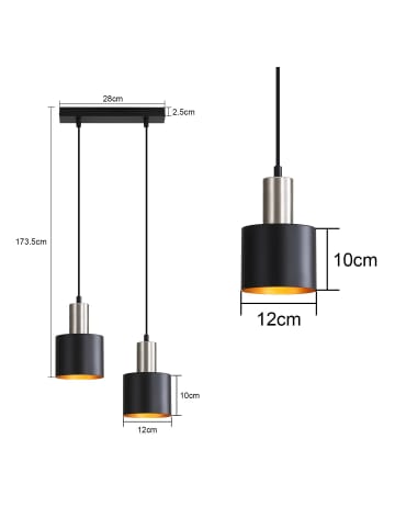ZMH Pendelleuchte 2-flammige E27 in Schwarzgold Vintage Max.25W
