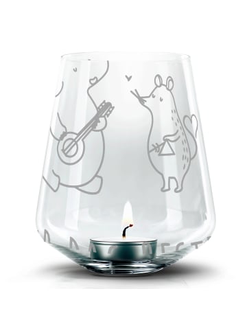 Mr. & Mrs. Panda Gravur Windlicht Big Einheit mit Spruch in Transparent