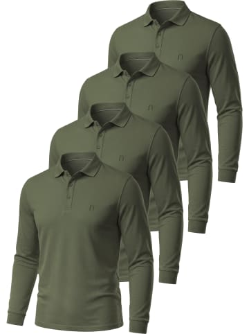 normani 4er Set Herren Langarm Poloshirt Lyroe in Oliv