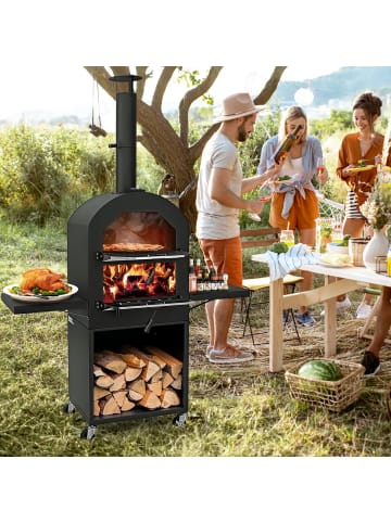 COSTWAY Outdoor Pizzaofen in Schwarz