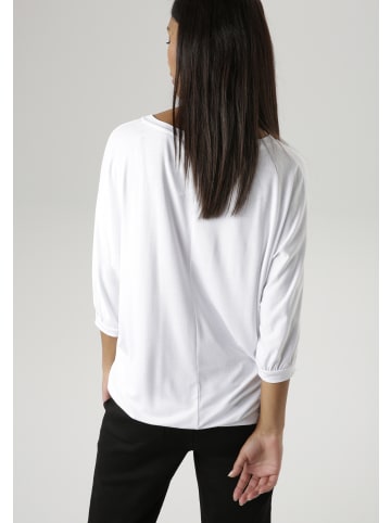 Aniston SELECTED Fledermausshirt in weiß-schwarz