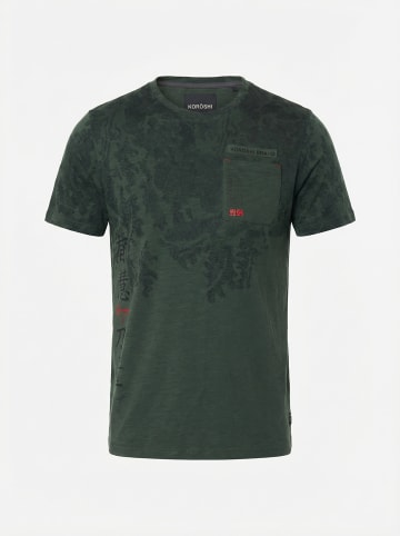 KOROSHI Crew cotton all over t-shirt in khaki