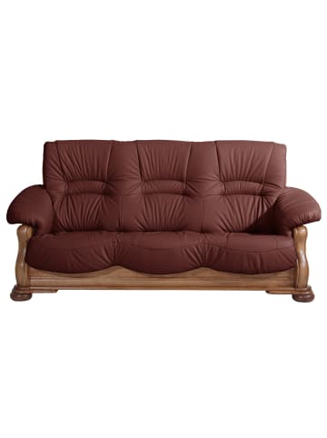 58 aufm Kessel SOFA 3-Sitzer Katlin Bezug Echtleder Eiche rustikal P43 / rot