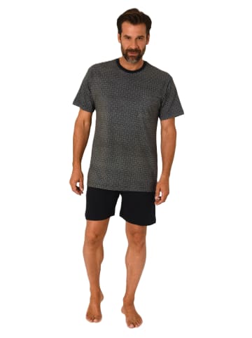 NORMANN Kurzarm Schlafanzug Shorty Pyjama print - 84321 in dunkelgrau