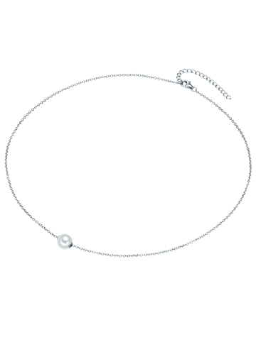 Valero Pearls Kette mit Anhänger Sterling Silber Süßwasser-Zuchtperle weiß in silber
